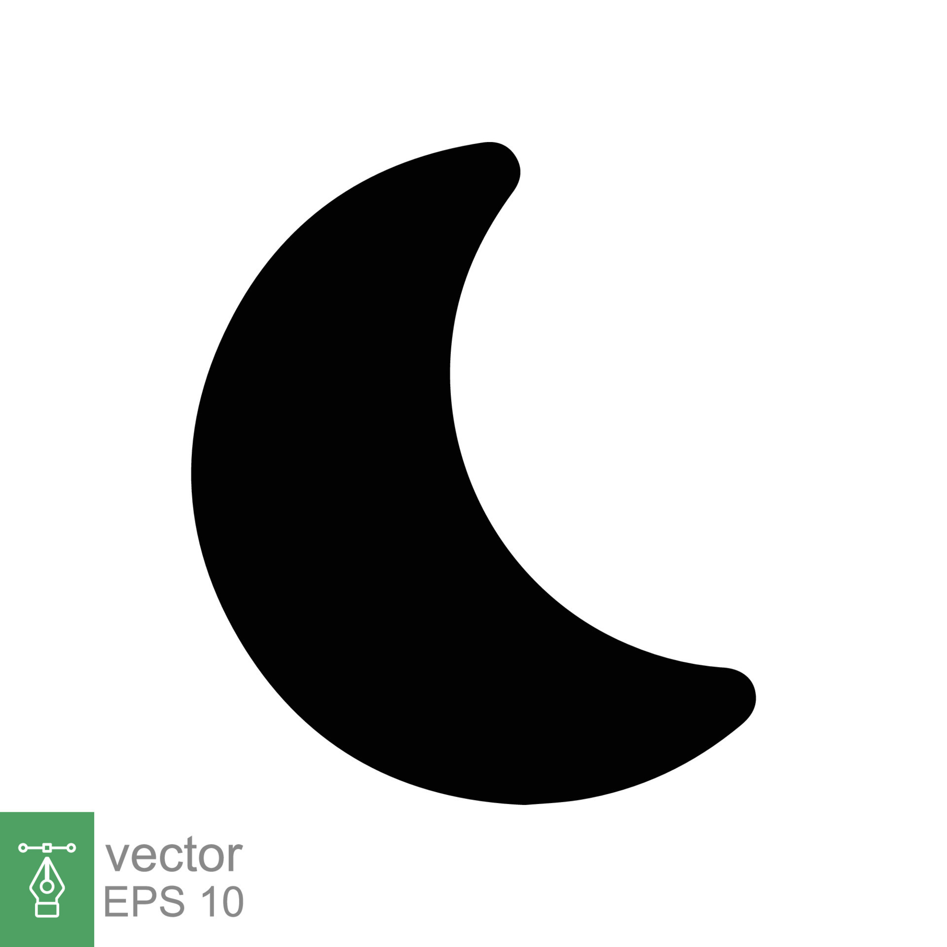 Moon icon. Simple solid style. Half moon, crescent, moon star, light