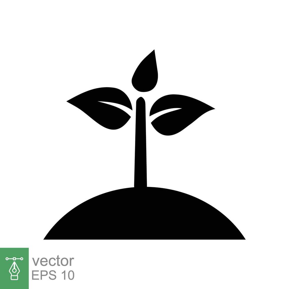 Seedling icon. Simple flat style. Seed, sapling, plant sprout, small tree growth, leaf, eco concept. Solid, glyph symbol. Vector illustration design isolated on white background. EPS 10.