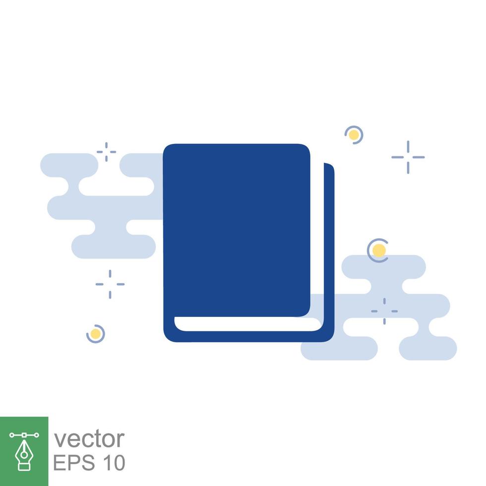 Book icon. Simple flat style. Open book, publish, literature, library, education concept. Blue textbook with blue and white background. Vector illustration isolated. EPS 10.