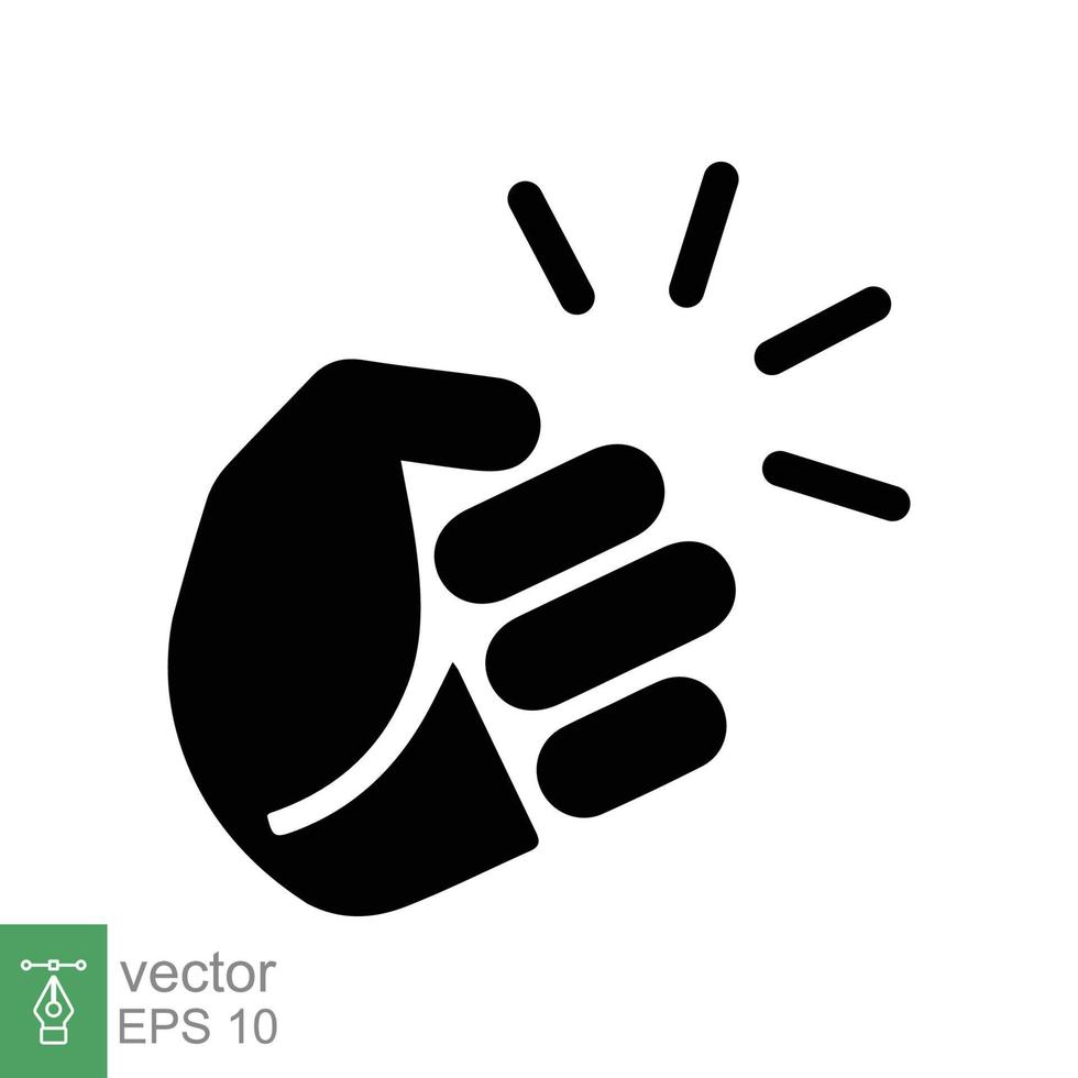 Hand knocking icon. Simple solid style. Hand punch gesture, people, man arm, knuckle, knocker, glyph, flat sign, hit symbol. Vector illustration isolated on white background. EPS 10.