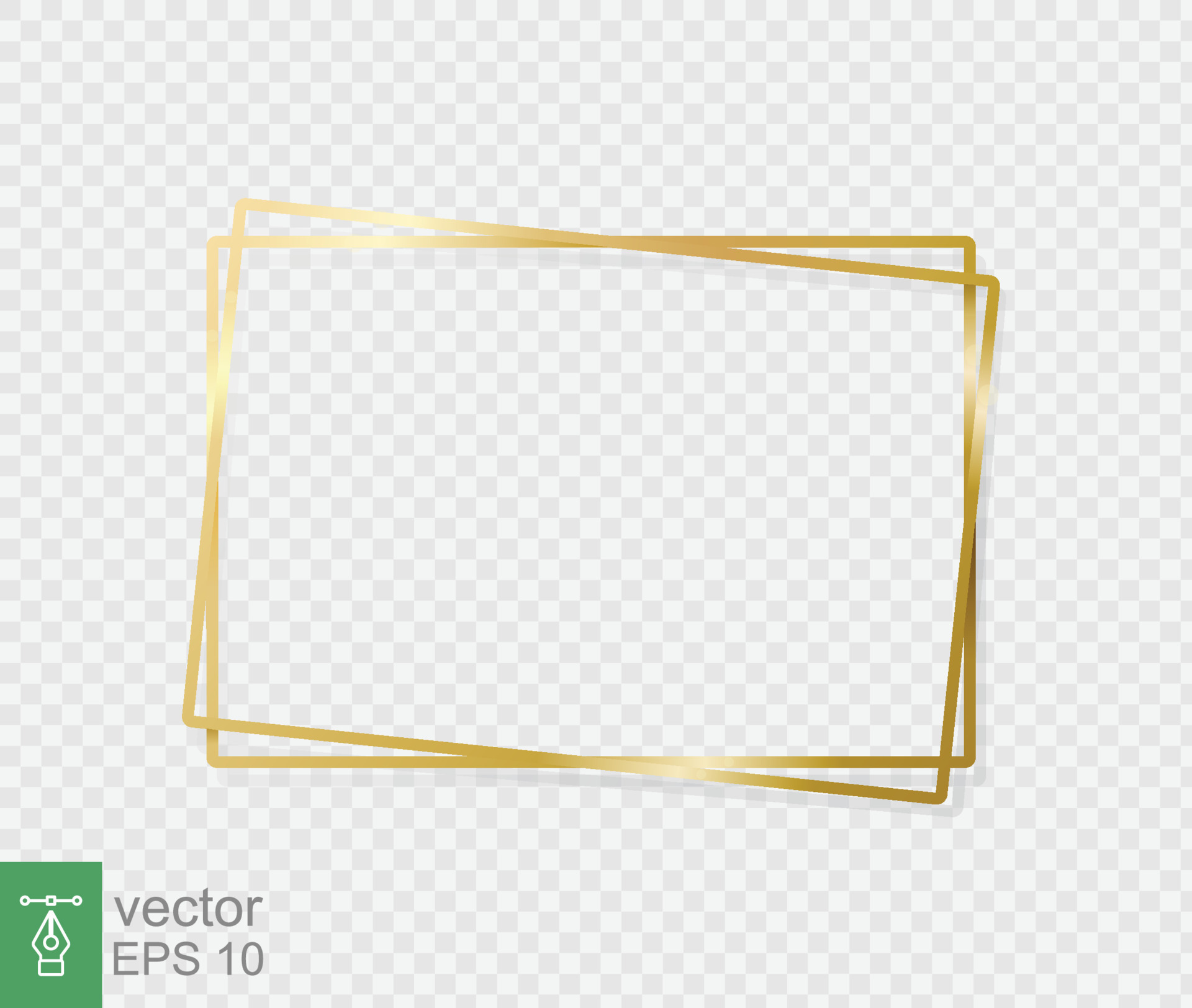 Golden border frame with light shadow and light affects. Gold