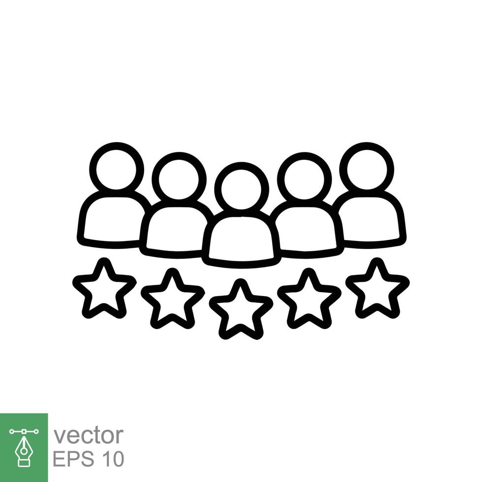 Customer review icon. Simple outline style. 5 stars rate, quality rating, five stars line symbol, best service, customer satisfaction. Vector illustration isolated on white background. EPS 10.