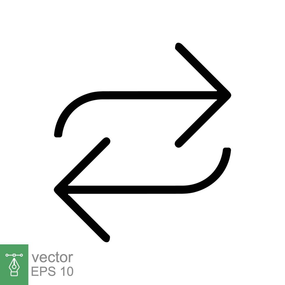 Double reverse arrow, replace icon. Simple outline style. Transfer, switch, swap, flip, change, exchange linear sign on white background. Thin line vector illustration. EPS 10.