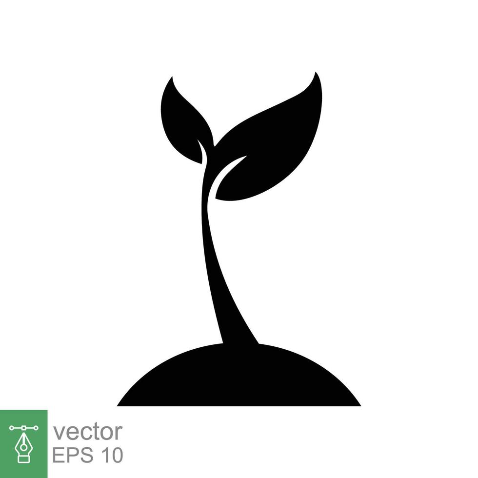 Seedling icon. Simple flat style. Seed, sapling, plant sprout, small tree growth, leaf, eco concept. Solid, glyph symbol. Vector illustration design isolated on white background. EPS 10.