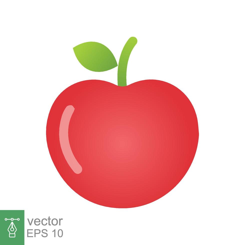 icono de manzana roja. estilo plano sencillo. manzana fresca con hojas, hoja verde, brillante, concepto de comida. ilustración vectorial aislado sobre fondo blanco. eps 10. vector