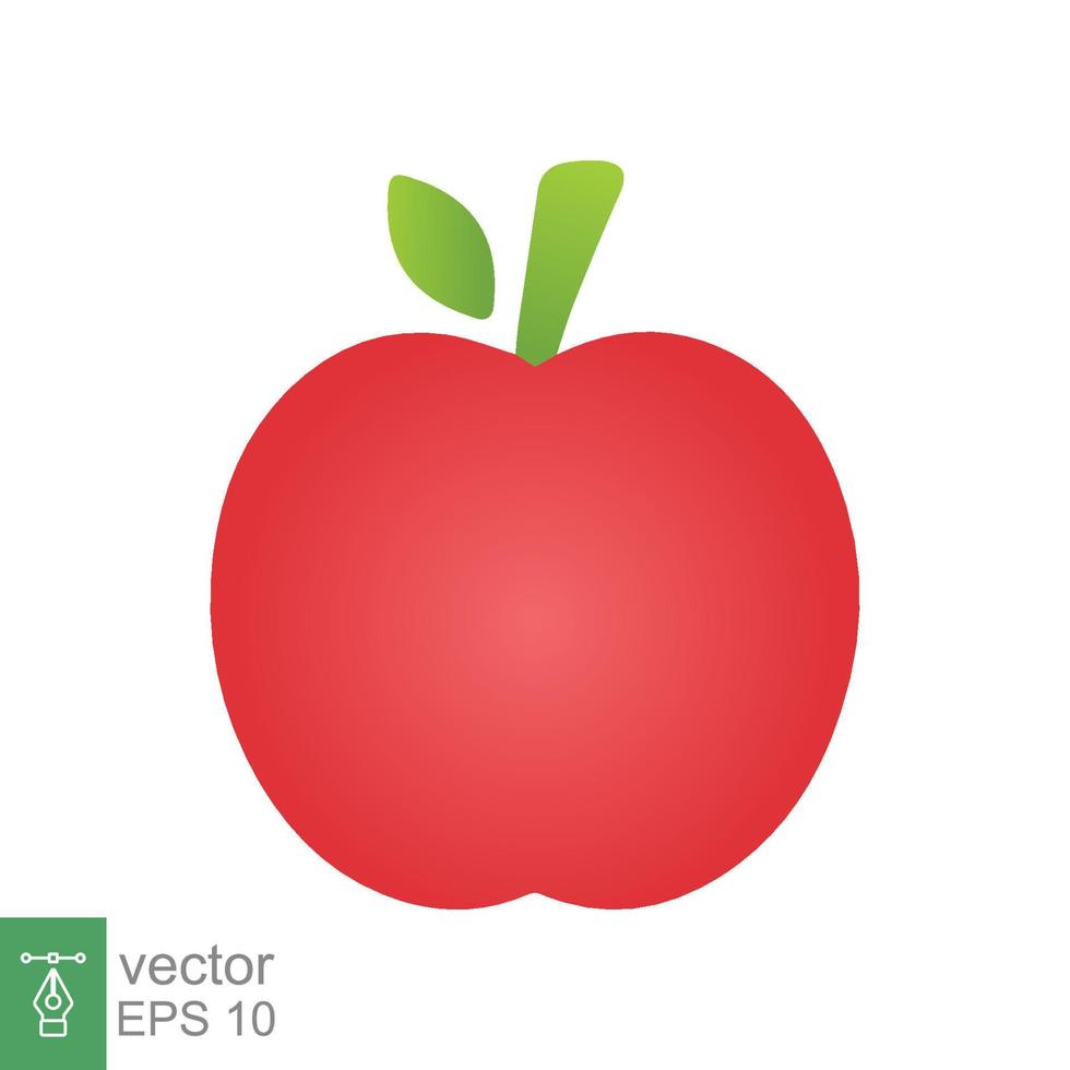 icono de manzana roja. estilo plano sencillo. manzana fresca con hojas, hoja verde, brillante, concepto de comida. ilustración vectorial aislado sobre fondo blanco. eps 10. vector