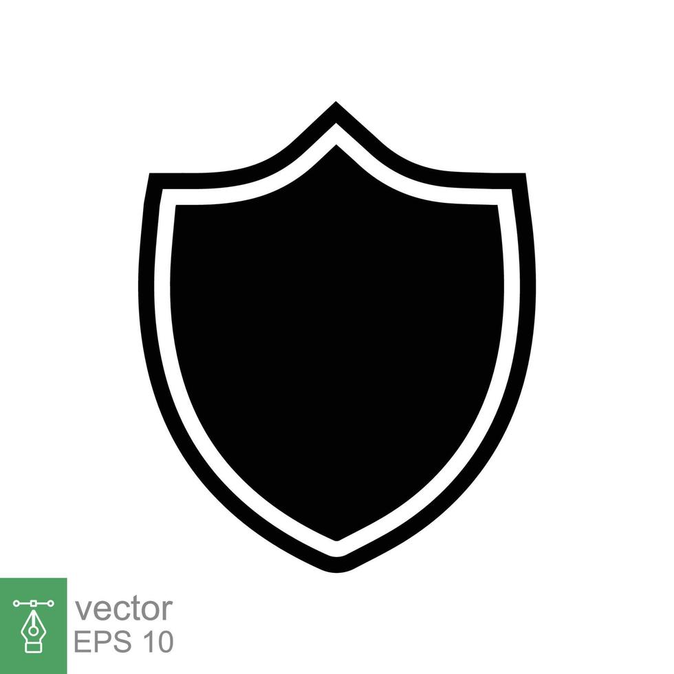 Shield icon. Simple flat style. Black silhouette shield with frame shape, safe, secure, security badge, safety concept. Vector design illustration isolated on white background. EPS 10.