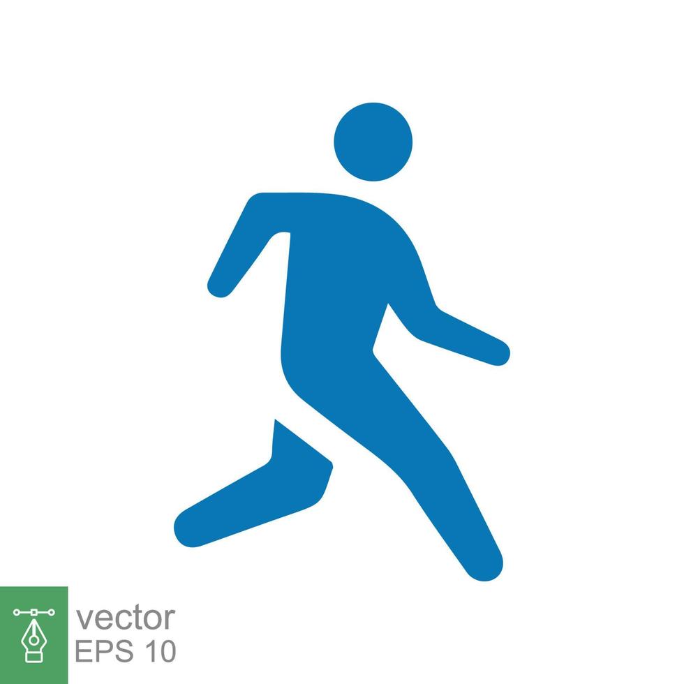 Runner icon. Simple solid style. Man run fast, race, sprint, flat design symbol, sport concept. Glyph vector illustration isolated on white background. EPS 10.