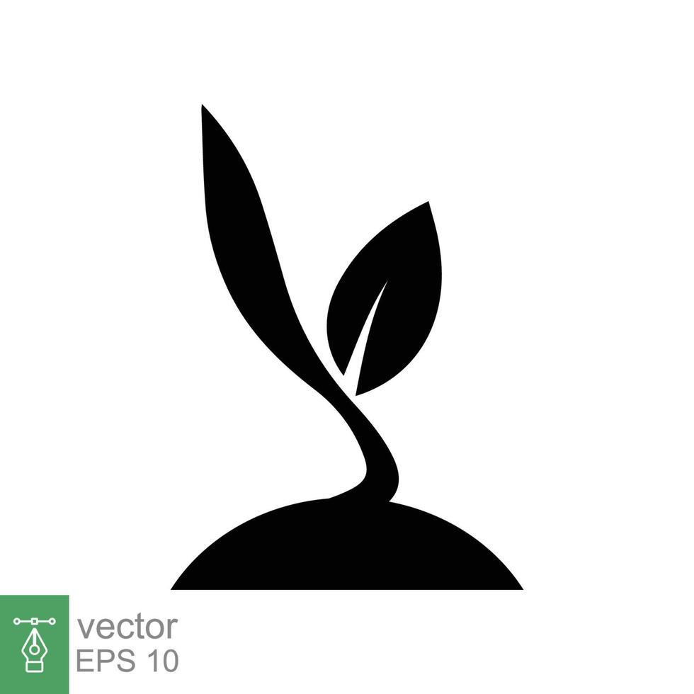 Seedling icon. Simple flat style. Seed, sapling, plant sprout, small tree growth, leaf, eco concept. Solid, glyph symbol. Vector illustration design isolated on white background. EPS 10.