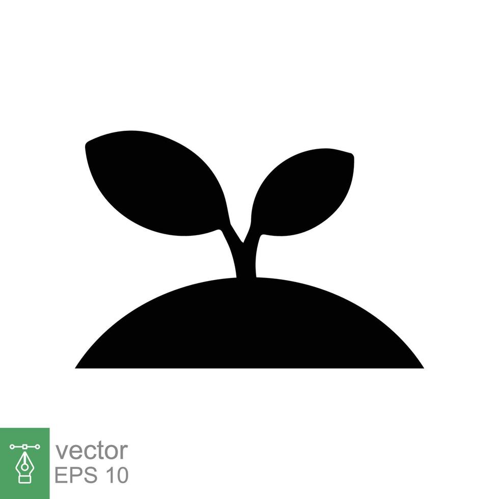 icono de plántula. estilo plano sencillo. semilla, retoño, brote de planta, crecimiento de árboles pequeños, hoja, concepto ecológico. sólido, símbolo de glifo. diseño de ilustración vectorial aislado sobre fondo blanco. eps 10. vector