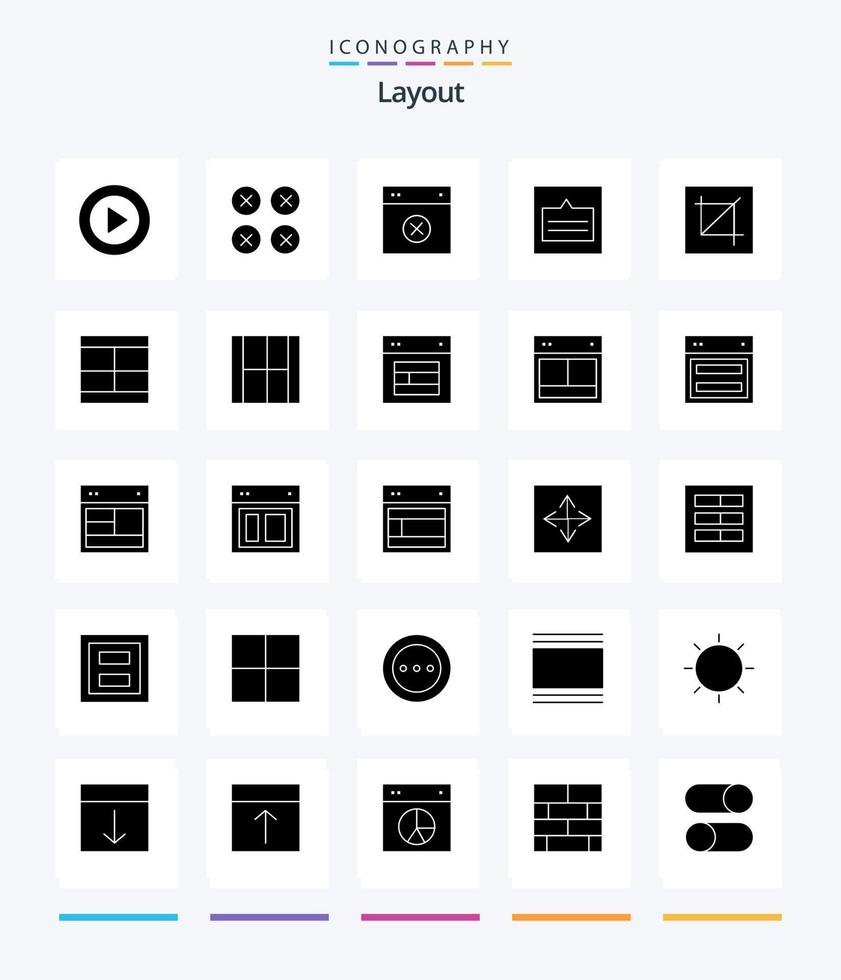 Creative Layout 25 Glyph Solid Black icon pack  Such As interface. crop. remove. wireframe. links vector