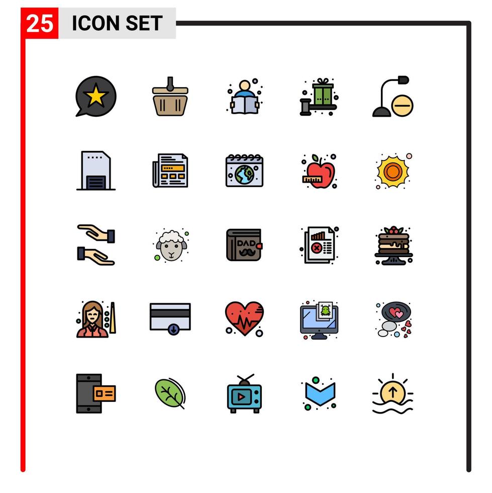 paquete de iconos de vector de stock de 25 signos y símbolos de línea para elementos de diseño de vector editables de estudio de caja de resorte de regalo adicional