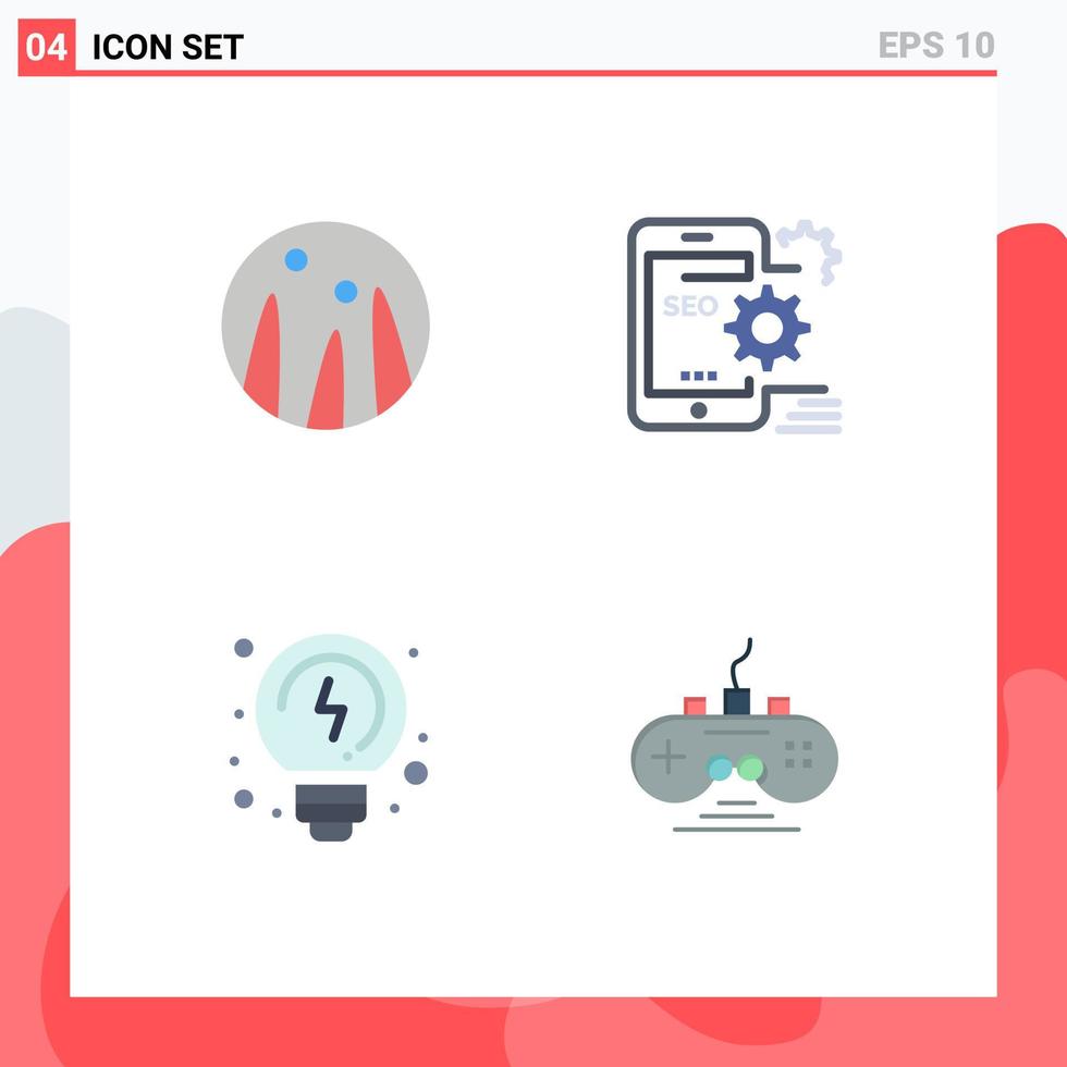 Modern Set of 4 Flat Icons and symbols such as hair conditioning solutions seo setting controller Editable Vector Design Elements