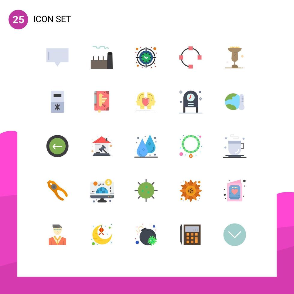 Set of 25 Modern UI Icons Symbols Signs for food points clock path timer Editable Vector Design Elements