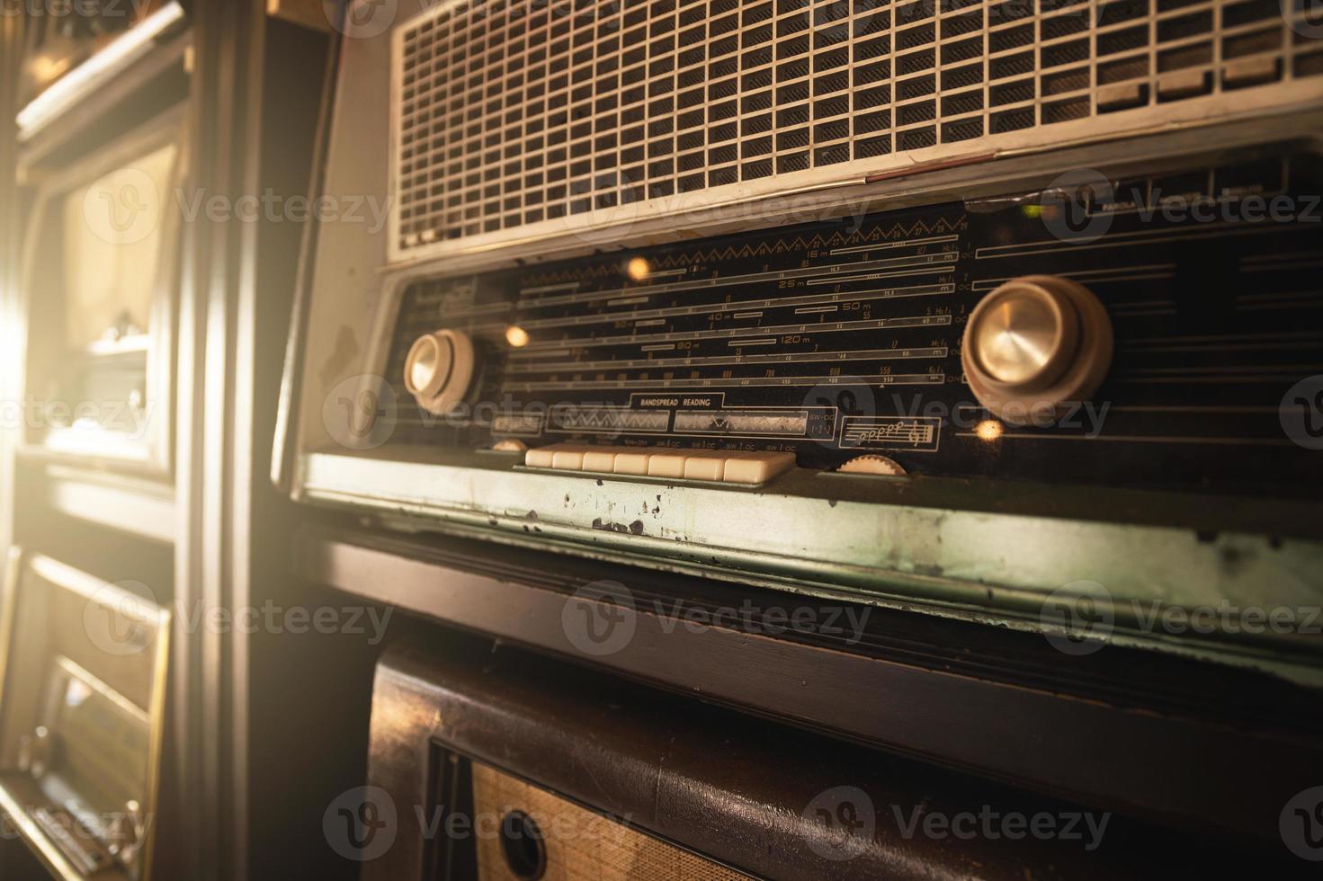 Background with a different old radio receivers photo