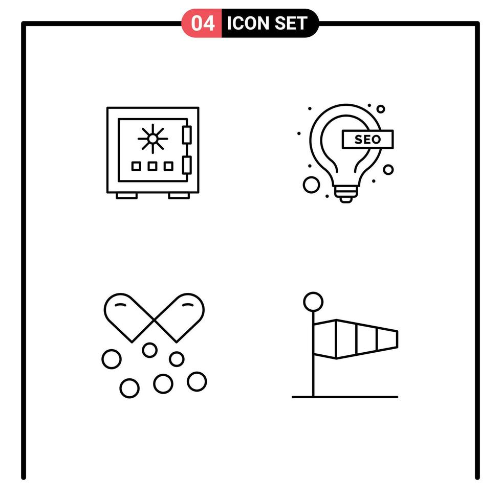 paquete de iconos vectoriales de stock de 4 signos y símbolos de línea para elementos de diseño vectorial editables de aceite de seguridad de protección de lámpara de bloqueo vector