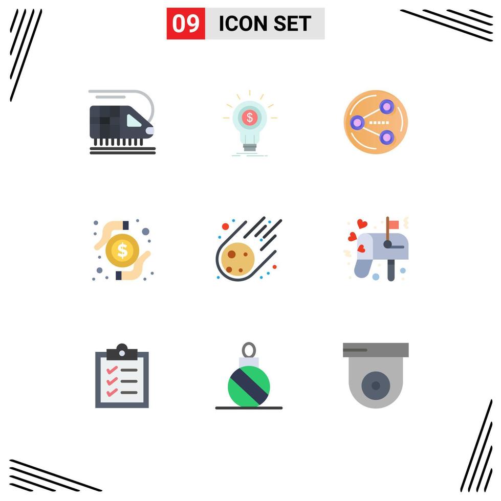 9 Creative Icons Modern Signs and Symbols of asteroid research share transaction card Editable Vector Design Elements