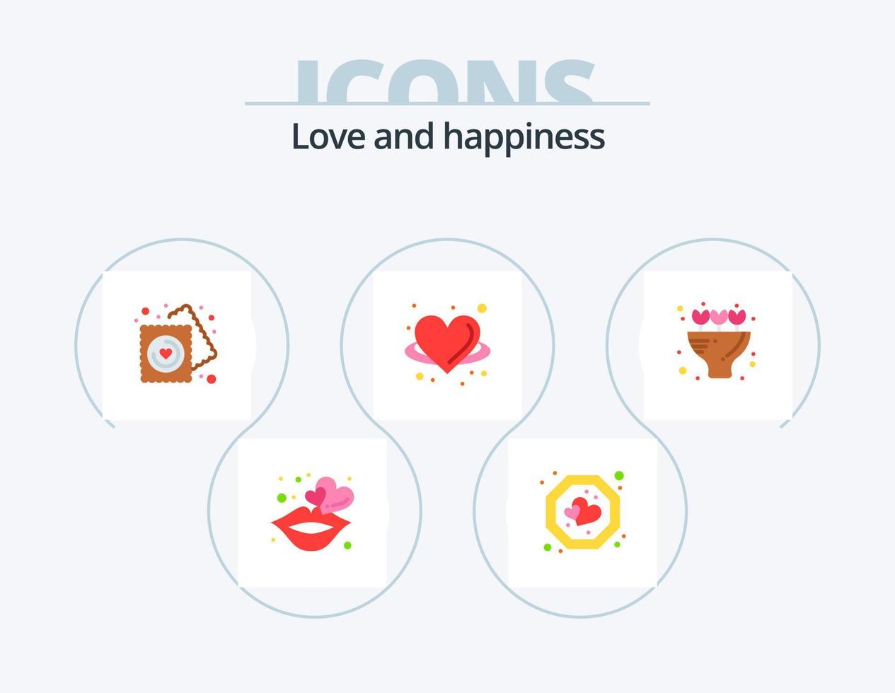 amor plano icono paquete 5 diseño de iconos. ramo. amar. corazón. corazón. ángel vector