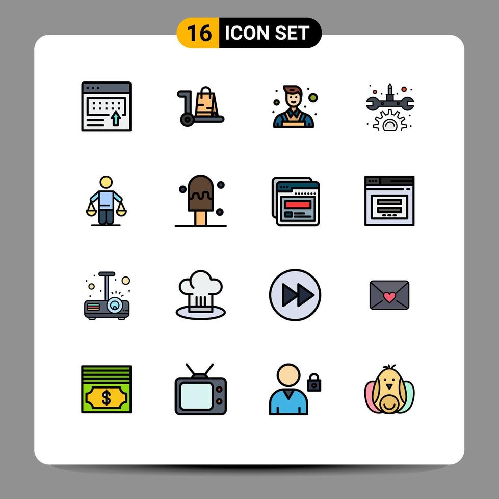 Set of 16 Modern UI Icons Symbols Signs for conclusion repair shop maintenance wall Editable Creative Vector Design Elements