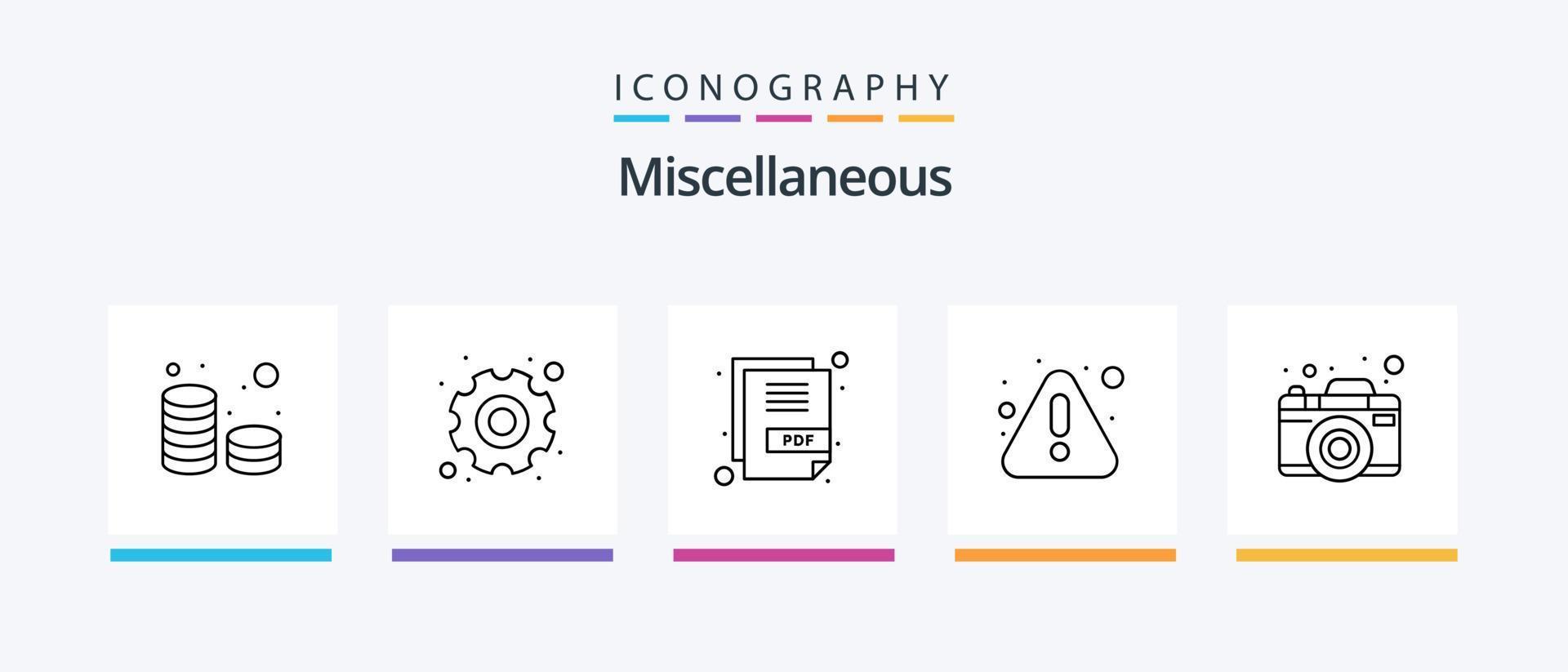 Miscellaneous Line 5 Icon Pack Including settings. add. trash. delete. Creative Icons Design vector