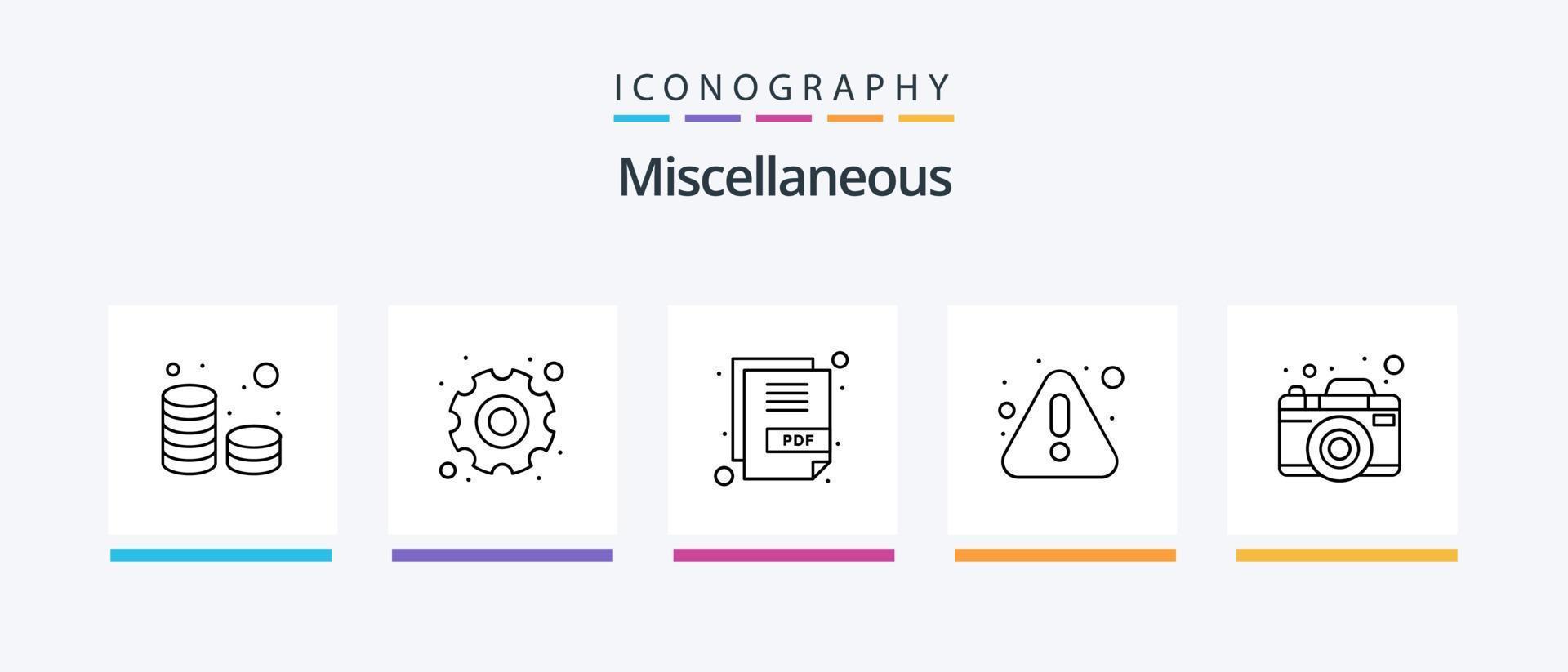 paquete de íconos misceláneos de la línea 5 que incluye configuraciones. agregar. basura. Eliminar. diseño de iconos creativos vector