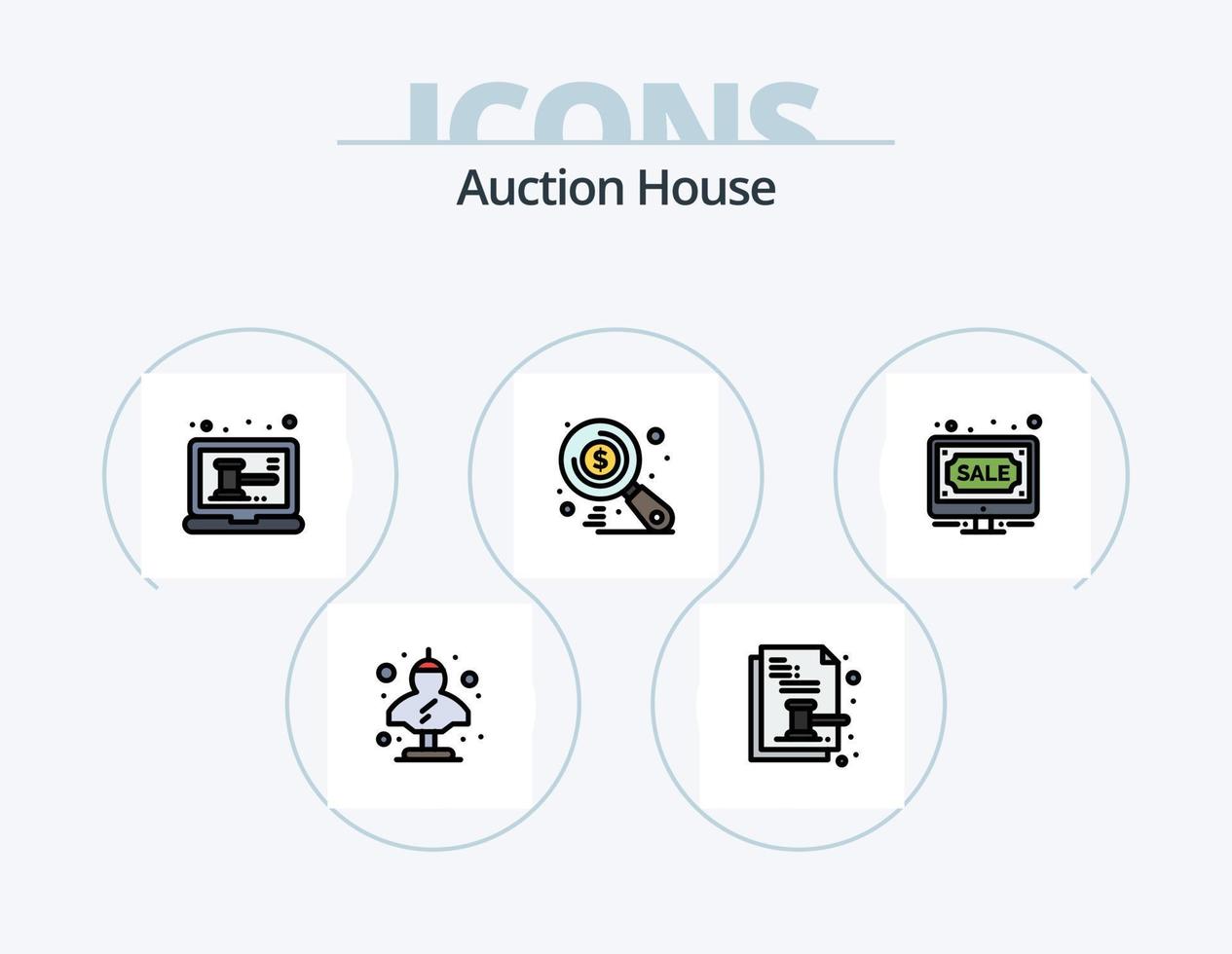 línea de subasta llena de icono paquete 5 diseño de icono. calculadora. aplicación historia. agregar. casa vector