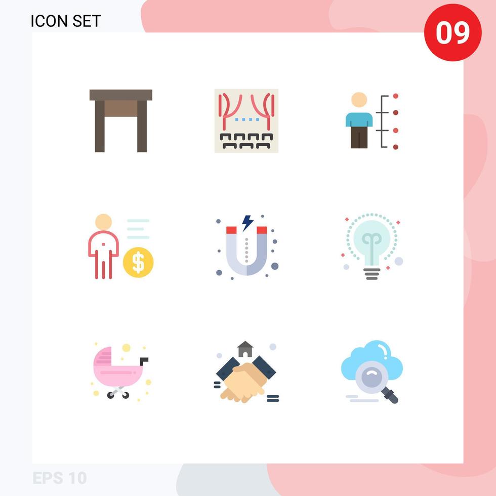 Modern Set of 9 Flat Colors and symbols such as money management skills business man Editable Vector Design Elements