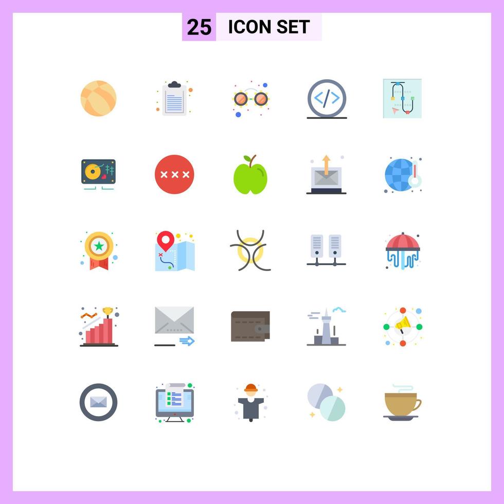 Universal Icon Symbols Group of 25 Modern Flat Colors of vector mouse glasses web development Editable Vector Design Elements