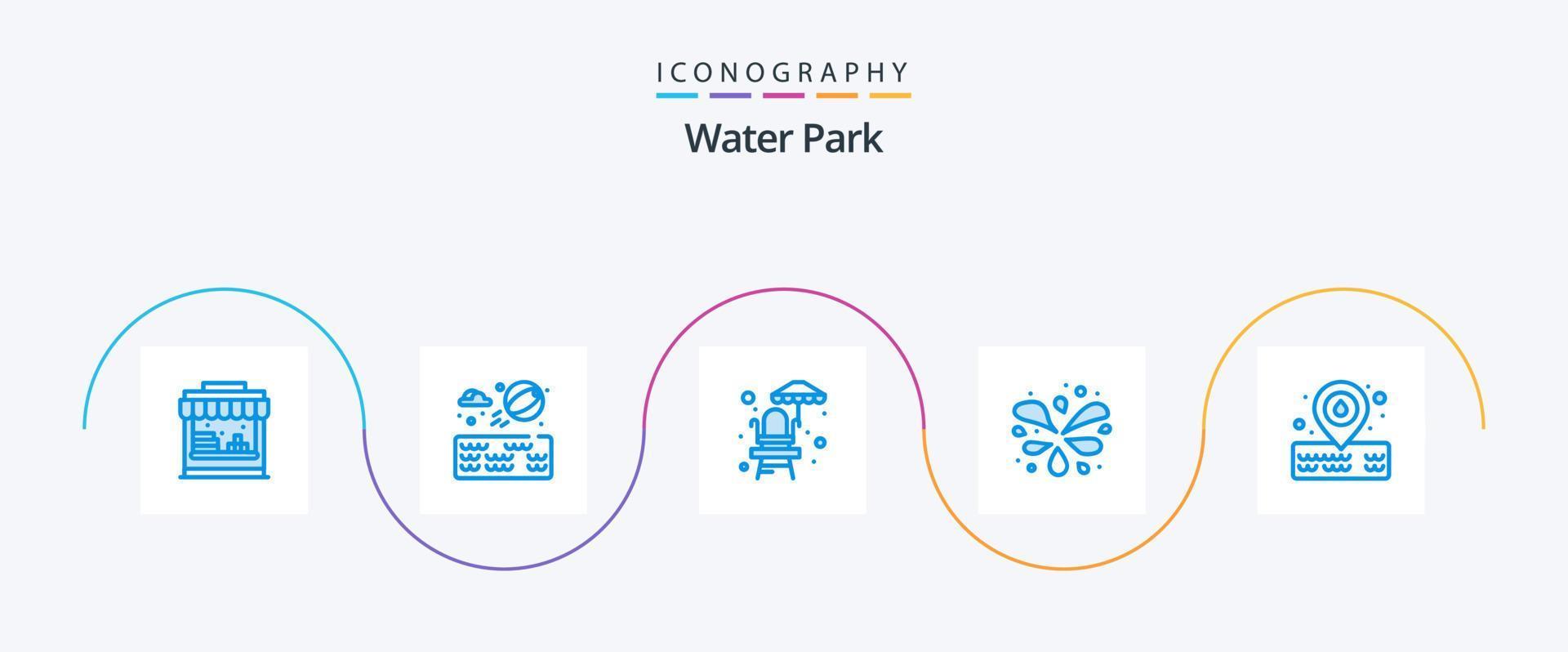 Water Park Blue 5 Icon Pack Including . park. park. placeholder vector