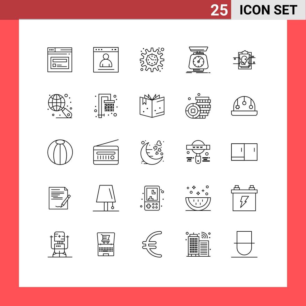 Set of 25 Commercial Lines pack for volume scale profile mass project goal Editable Vector Design Elements