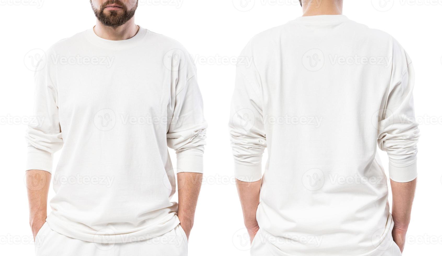 Man wearing white longsleeved tshirt with empty space for design
