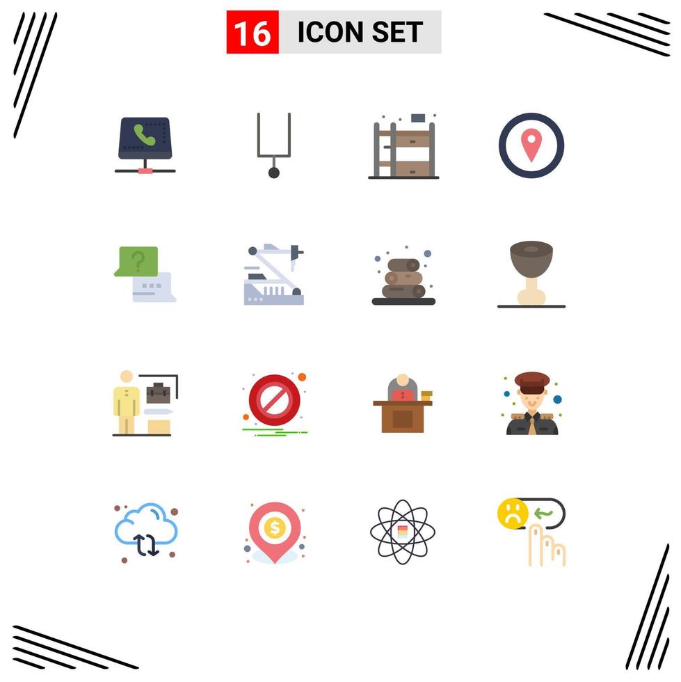 Set of 16 Modern UI Icons Symbols Signs for laptop job home map marker location Editable Pack of Creative Vector Design Elements