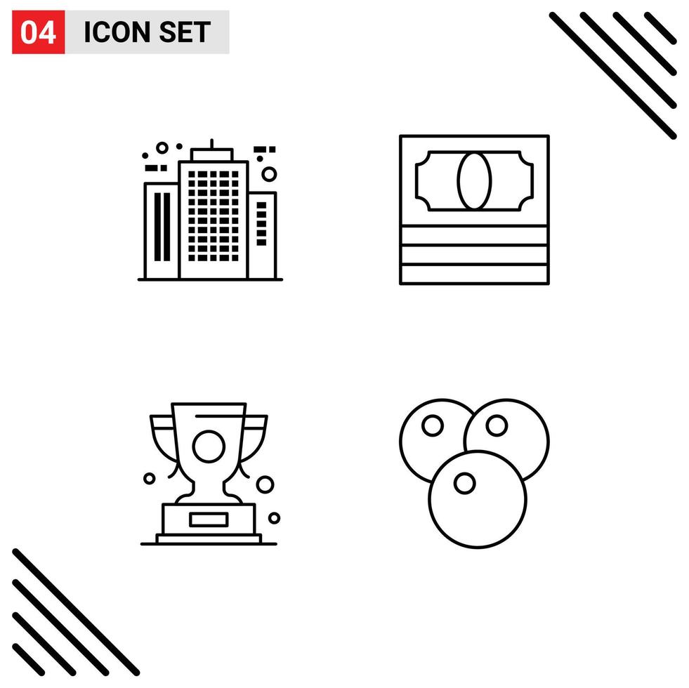 Line Pack of 4 Universal Symbols of architect award company money prize Editable Vector Design Elements