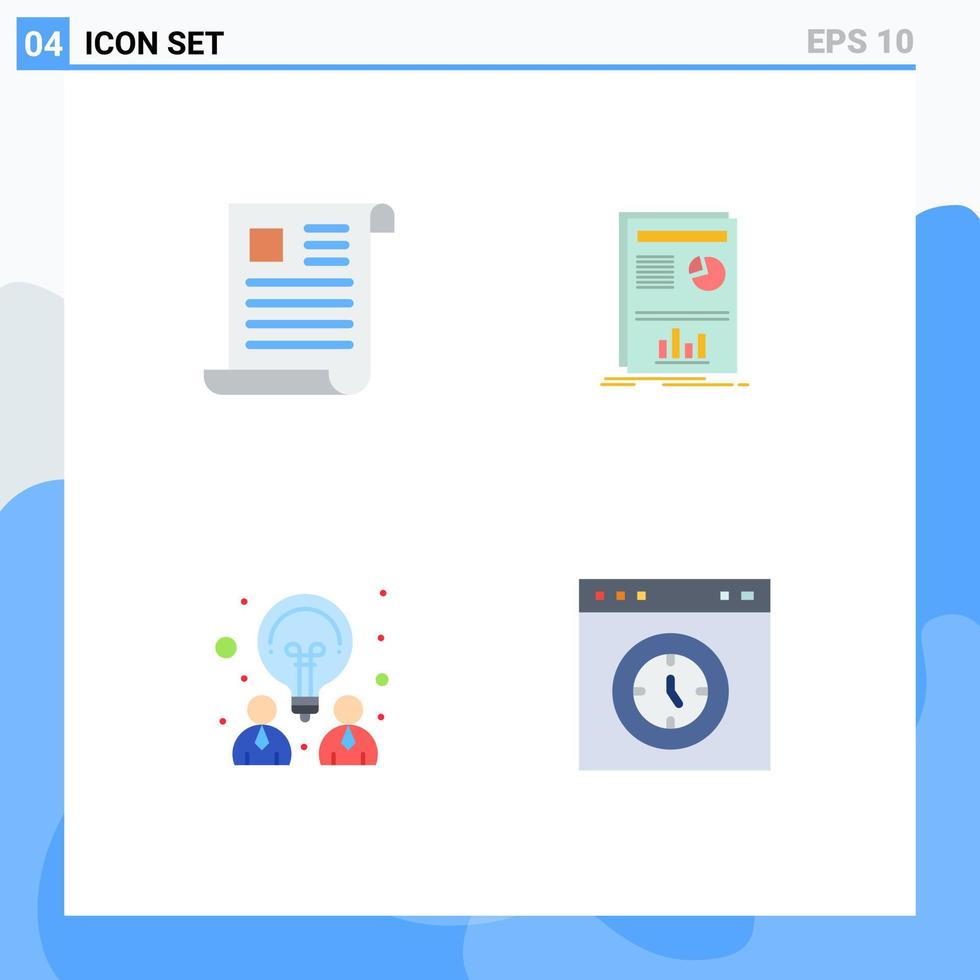 Group of 4 Flat Icons Signs and Symbols for data creative office layout idea Editable Vector Design Elements