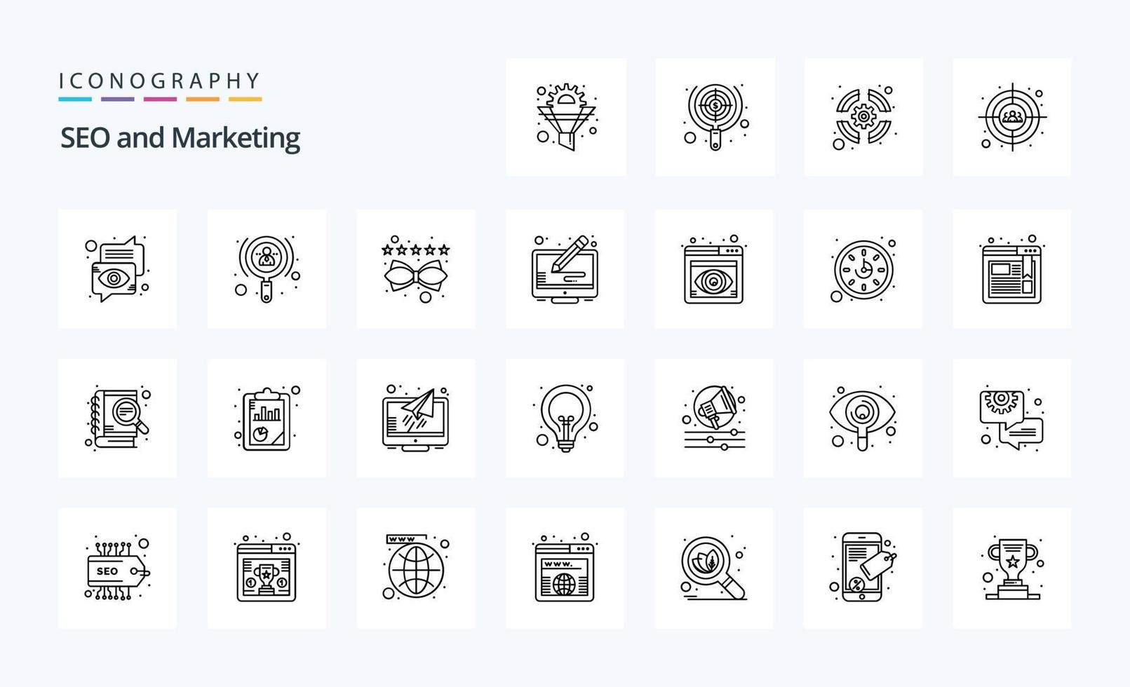 paquete de iconos de 25 líneas seo vector