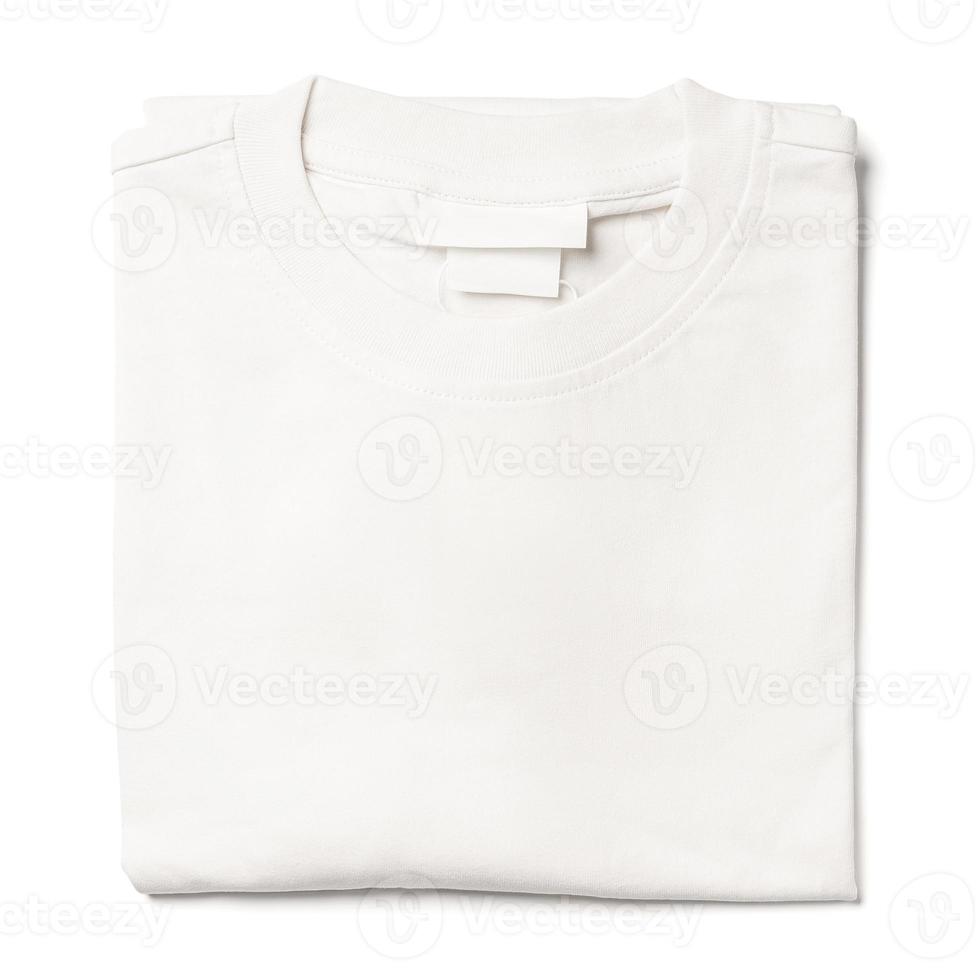 Folded white t-shirt isolated on white background photo