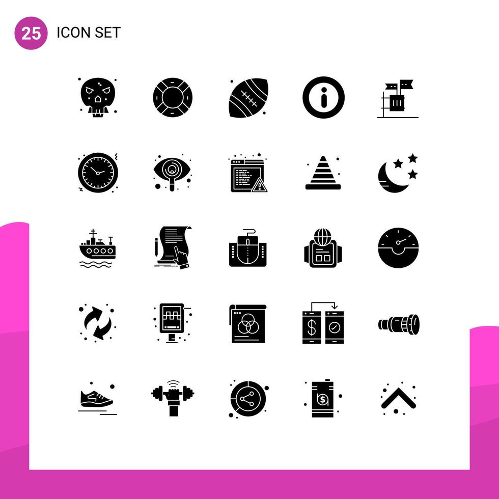 25 User Interface Solid Glyph Pack of modern Signs and Symbols of election ballot american football menu info Editable Vector Design Elements