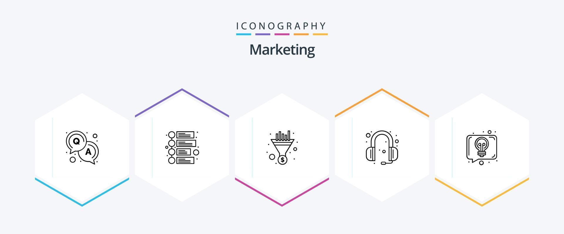 paquete de iconos de 25 líneas de marketing que incluye charla. discusión. Ventas. conversacion. soporte vector