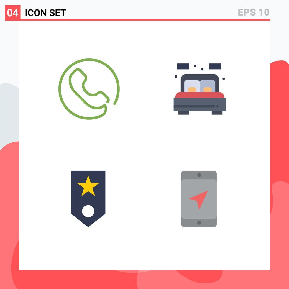 Pack of 4 creative Flat Icons of answer one home bed star Editable Vector Design Elements