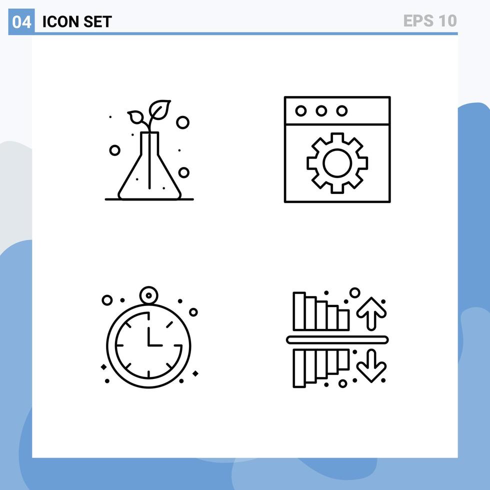 4 User Interface Line Pack of modern Signs and Symbols of science expenses app compass investment Editable Vector Design Elements