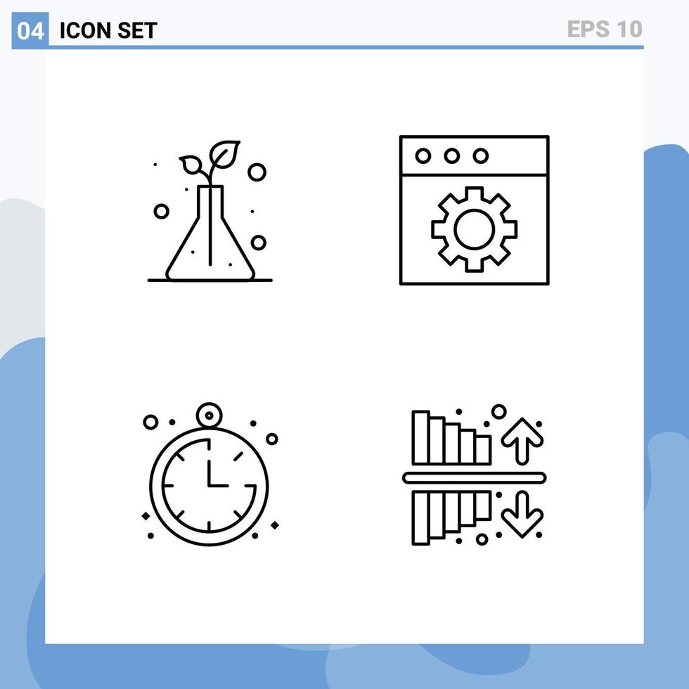 Paquete de 4 líneas de interfaz de usuario de signos y símbolos modernos de la aplicación de gastos científicos inversión de brújula elementos de diseño vectorial editables vector