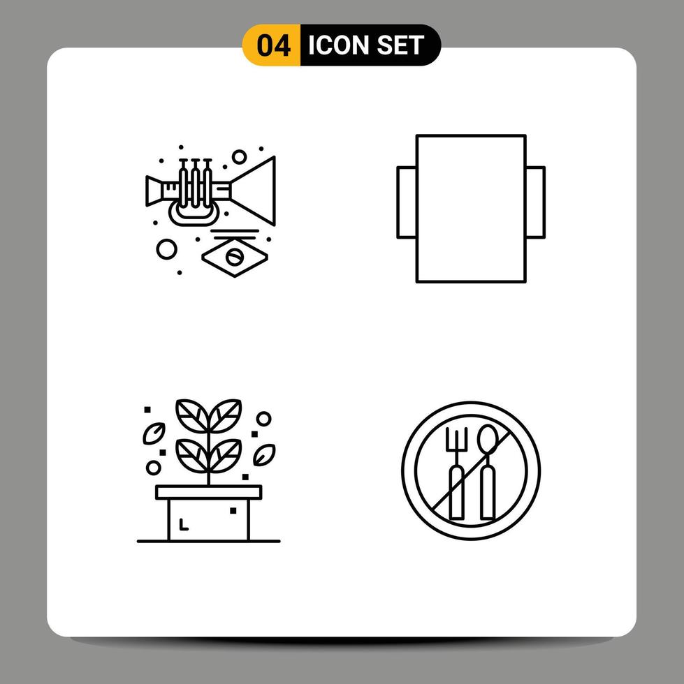 4 Thematic Vector Filledline Flat Colors and Editable Symbols of instrument spa trumpet herb ramadan Editable Vector Design Elements