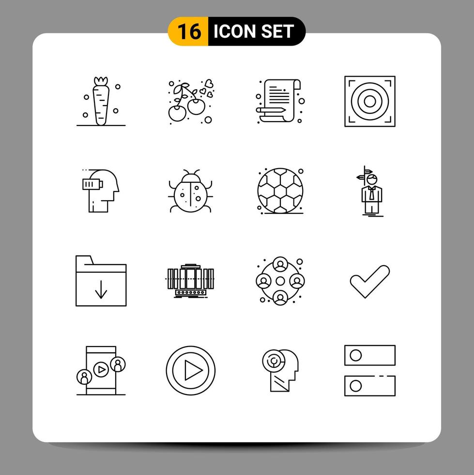 Set of 16 Modern UI Icons Symbols Signs for exhaustion web food speaker scratch pad Editable Vector Design Elements