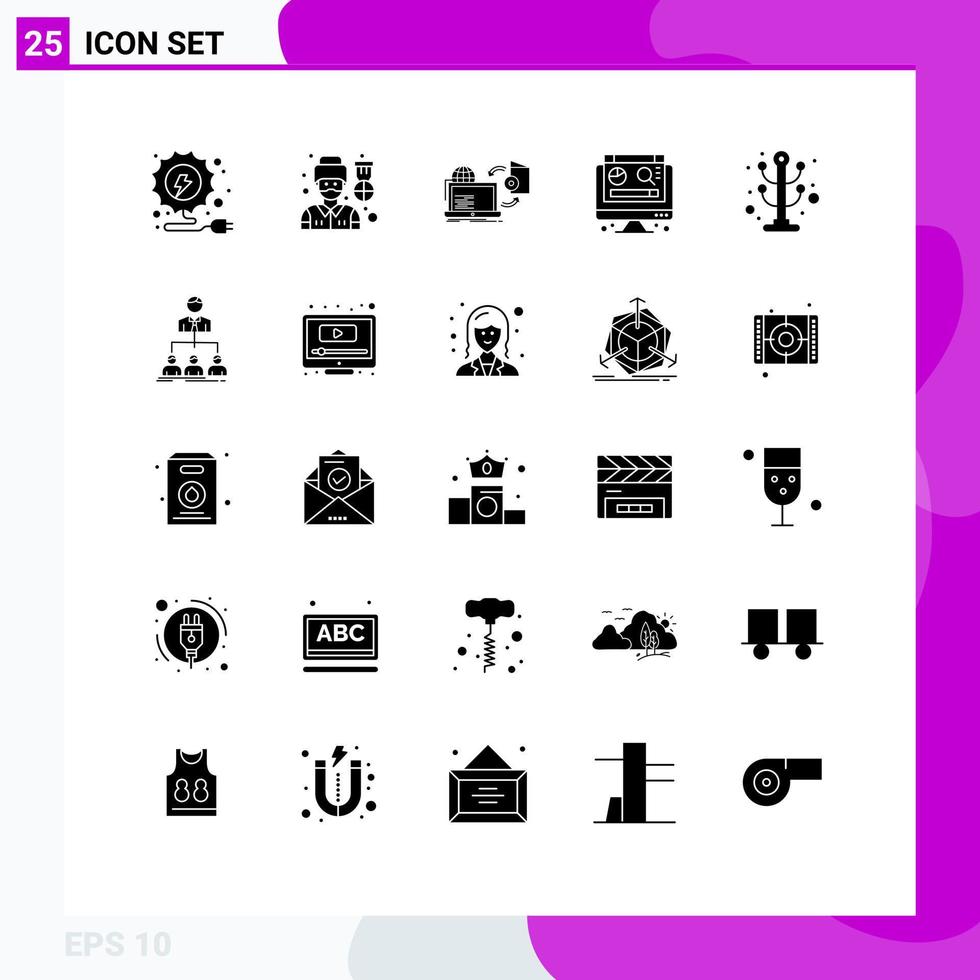 25 Universal Solid Glyph Signs Symbols of interior clothes online graph computer Editable Vector Design Elements