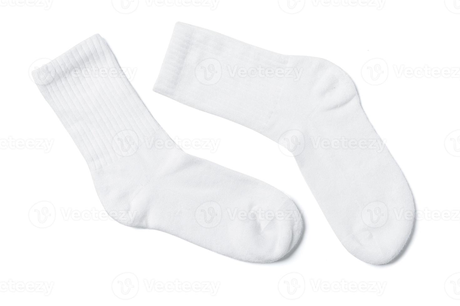 White cotton socks on white background photo