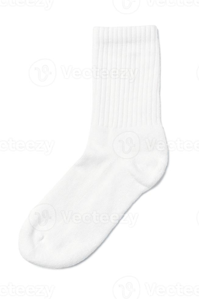 White cotton sock on white background photo