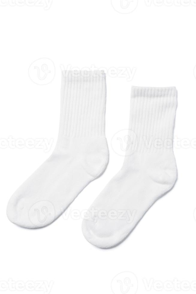 White cotton socks on white background photo