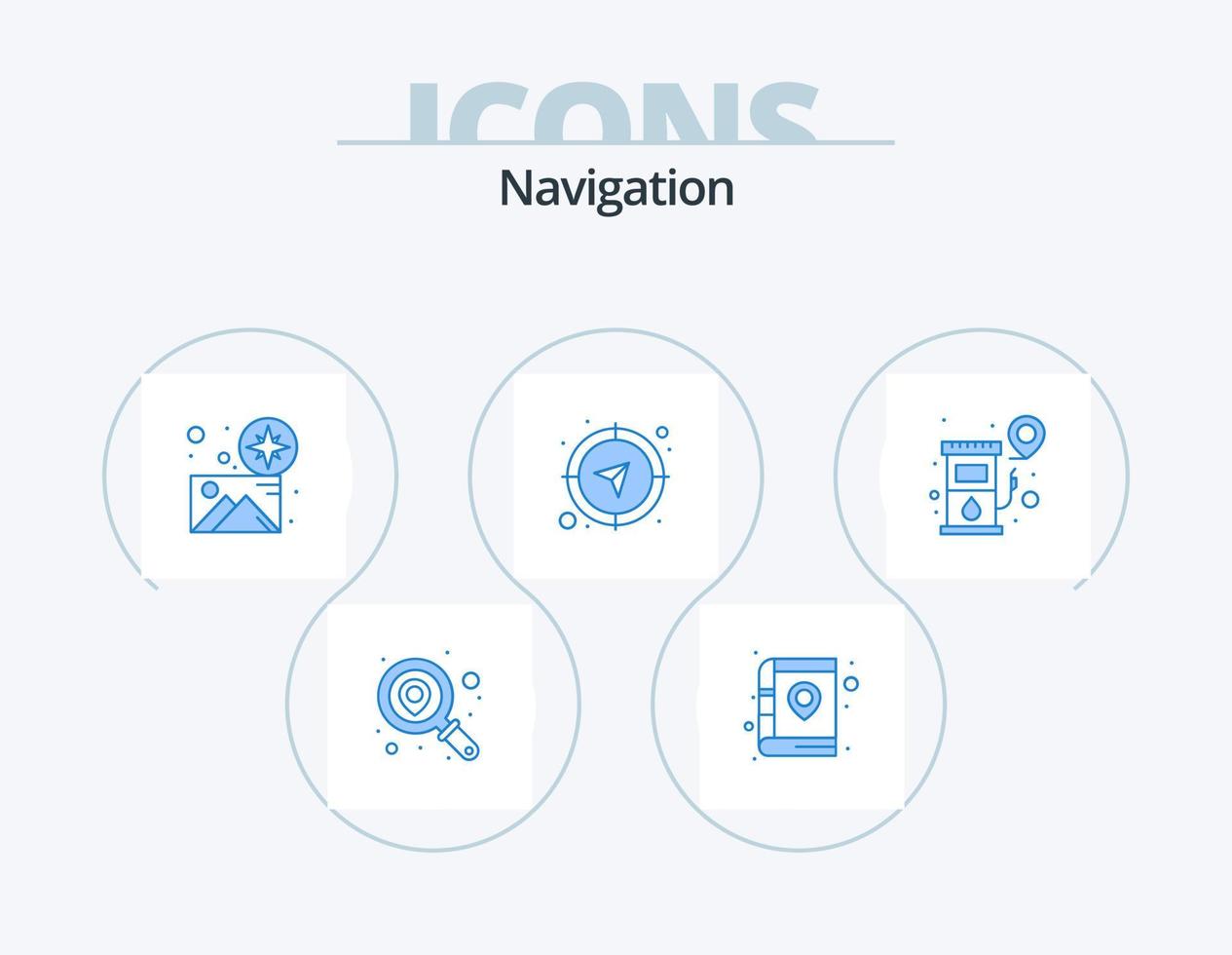 Navigation Blue Icon Pack 5 Icon Design. navigation. compass. direction. location. map vector