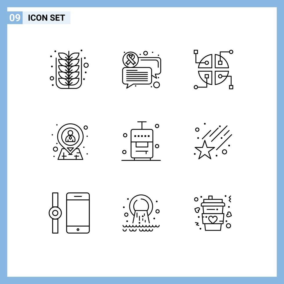 Set of 9 Modern UI Icons Symbols Signs for suitcase resources construction location hr Editable Vector Design Elements