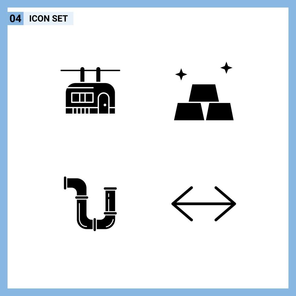 símbolos de iconos universales grupo de 4 glifos sólidos modernos de reparación de telesilla viajes dinero agua elementos de diseño vectorial editables vector